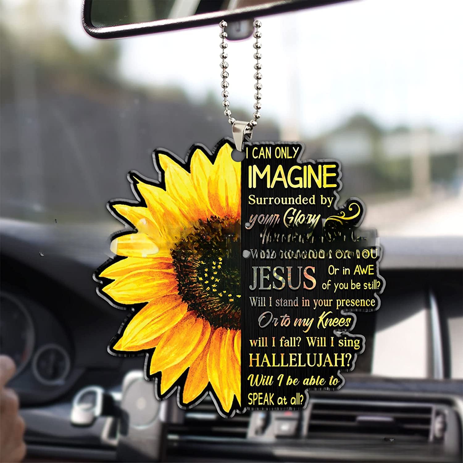 Decoración del espejo retrovisor acrílico acrílico de girasol.